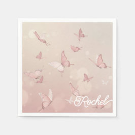 Hübsche Rosa-Schmetterling-Party-Serviette Serviette