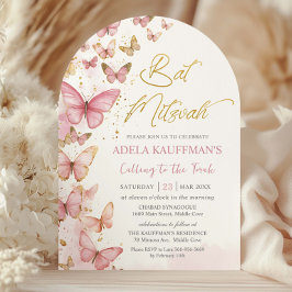 Hübsche Rosa Schmetterlinge Bat Mitzvah 13. Einladung