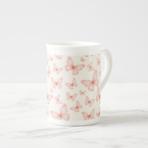 Hübsche rosa Schmetterlinge Prozellantasse