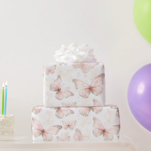 Hübsche Rosa Schmetterlinge zum Geburtstag Geschenkpapier