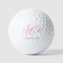Hübsche rosa Skriptinitialen Monogram Bevorzugung  Golfball