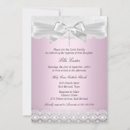 Hübsche rosa Spitzen-Taufe Einladung