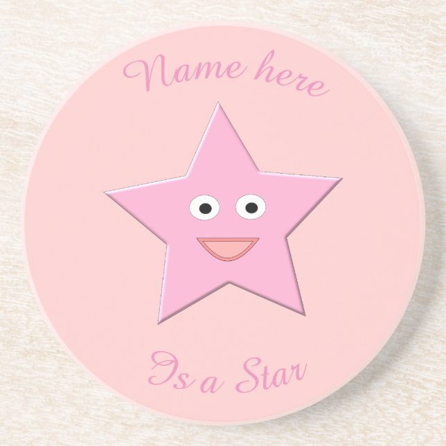 Hübsche Rosa-Star-Untersetzer Sandstein Untersetzer (Vorne)