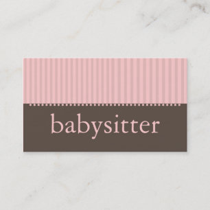 Hübsche rosa Streifen Babysitter-Visitenkarte Visitenkarte