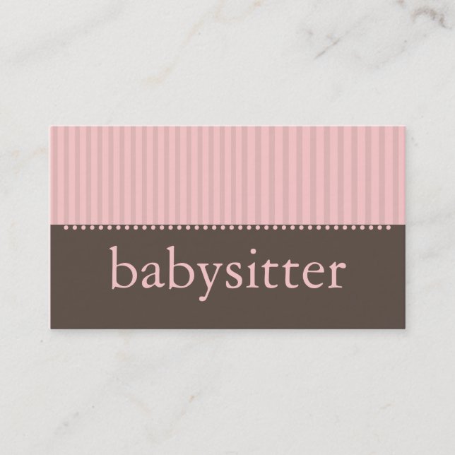 Hübsche rosa Streifen Babysitter-Visitenkarte Visitenkarte (Vorderseite)