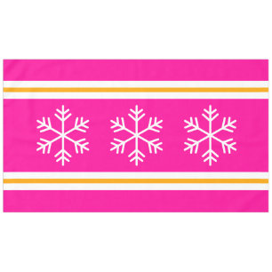 Hübsche rosa Streifen Dreifach weiße Schneeflocken Tischdecke