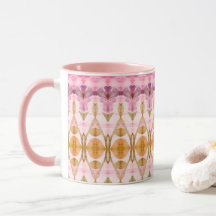 Hübsche, rosa Tasse mit Pflaume und Gold