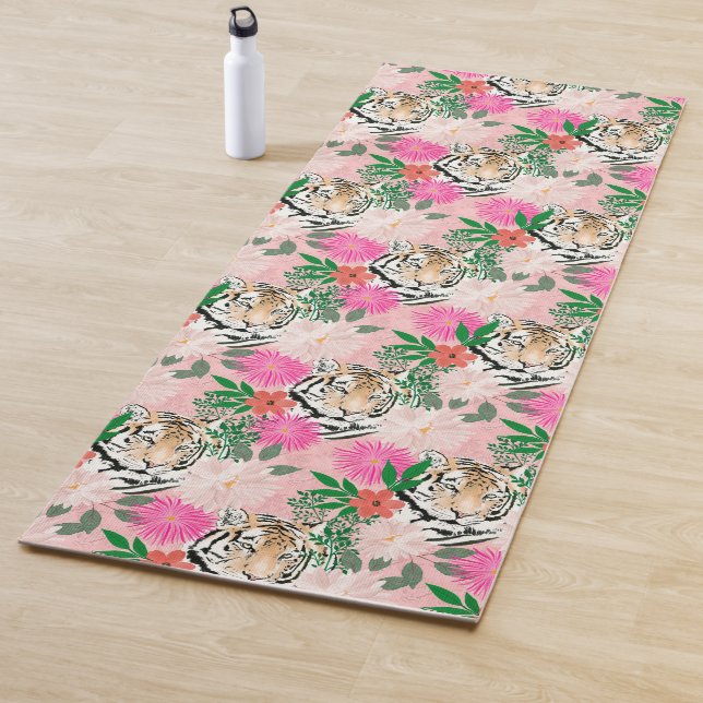 Hübsche Rosa Tiger Blumenbemalung Yogamatte (Beispiel)