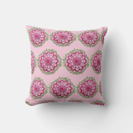 Hübsche Rosa-Töne mit grünem Elfenbein-Mandala Kissen