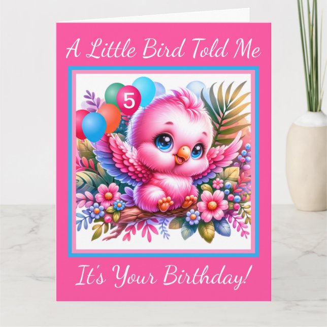 Hübsche Rosa Tropenvogelkarte Karte (Vorderseite)