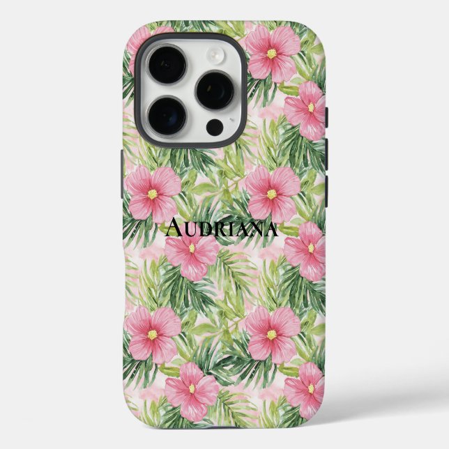 Hübsche rosa tropische Blume iPhone 16 Pro Hülle (Rückseite)
