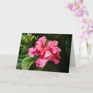 Hübsche Rosa Tropische Hibiskus Blume Karte