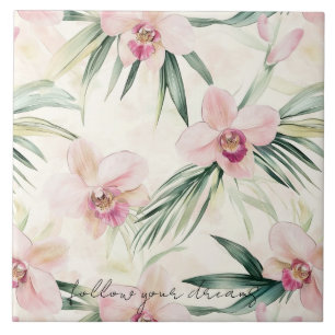 Hübsche rosa tropische Orchideen-Blume Fliese