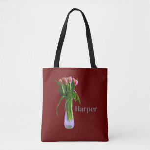 Hübsche rosa Tulip-Blume in einem Vasenfoto Tasche