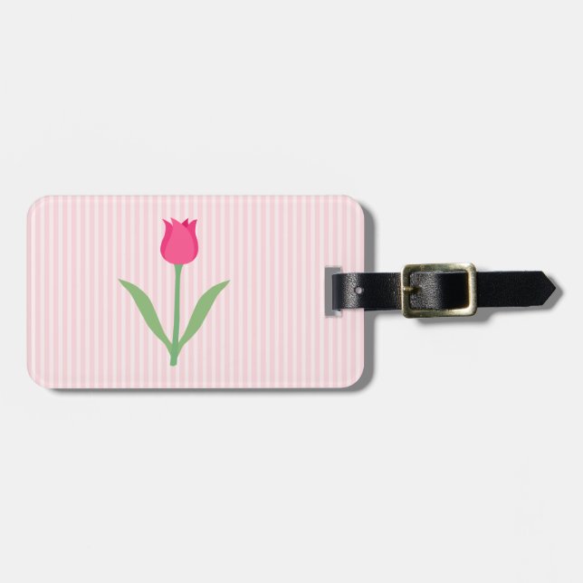 Hübsche rosa Tulpe-Blume Gepäckanhänger (Vorderseite horizontal)
