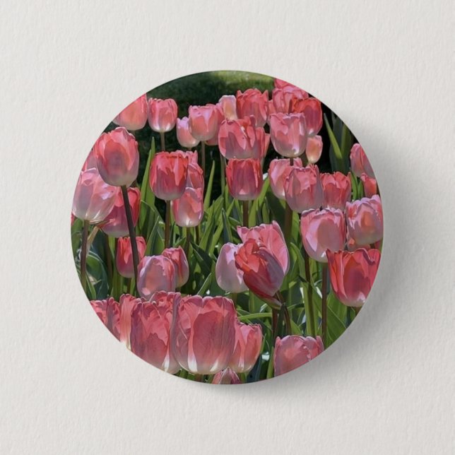 Hübsche rosa Tulpenbrosche Button (Vorderseite)