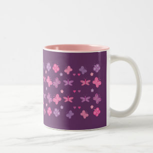 Hübsche rosa u. lila Tasse mit
