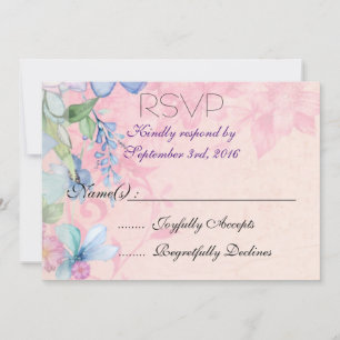 Hübsche rosa und blaue Blumen Hochzeitseinladung Einladung