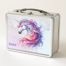 Hübsche rosa und blaue Einhorn-Metall-Lunchbox