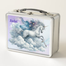 Hübsche rosa und blaue Einhorn-Metall-Lunchbox
