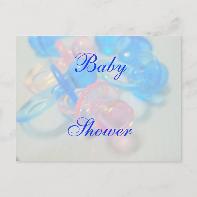 Hübsche Rosa- und Blue-Baby-Dusche Einladungspostkarte (Vorderseite)