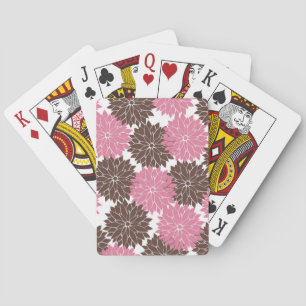 Hübsche Rosa und Braun-Blume Blüten Blumendruck Spielkarten
