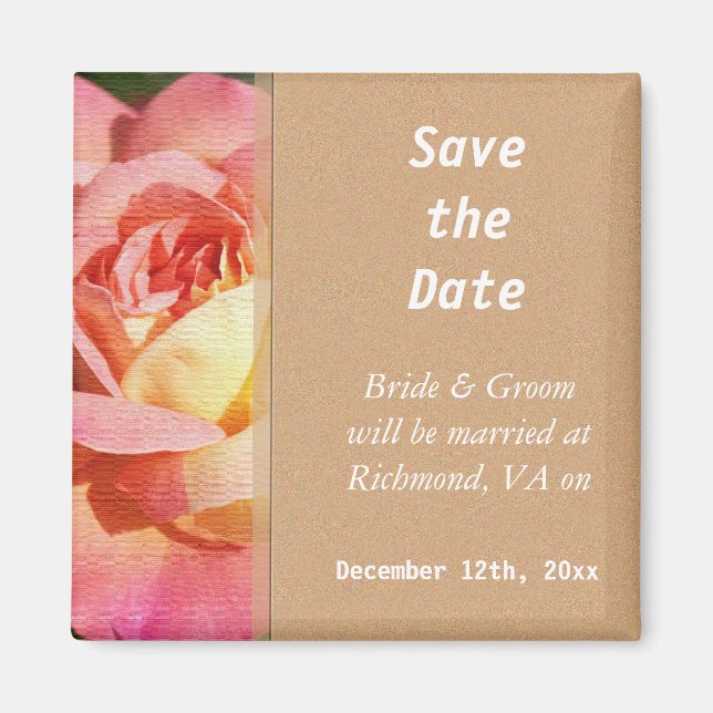 Hübsche rosa und gelbe Blume Save the Date Magnet (Vorne)