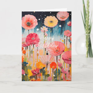 Hübsche rosa und gelbe Blumen-Karte zum Falten Karte