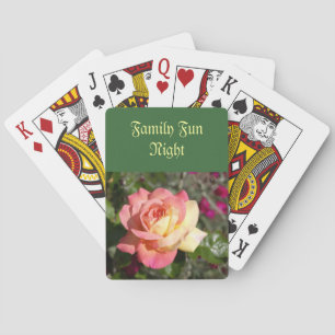Hübsche rosa und gelbe Rosenblume. Floral Spielkarten