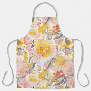 Hübsche Rosa und Gold Küste Banksia Floral Schürze