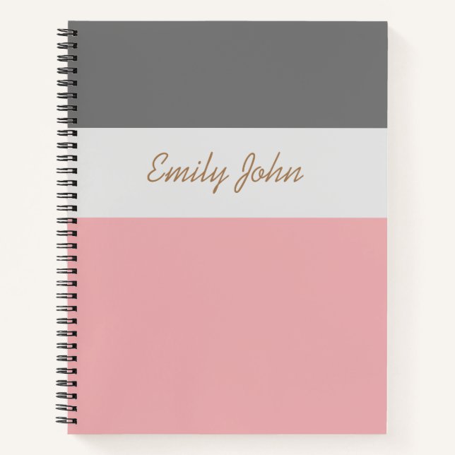 Hübsche Rosa und Grau Notizbuch (Vorderseite)