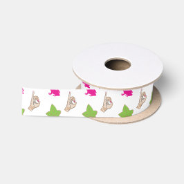 Hübsche rosa und grüne Feiern Satinband