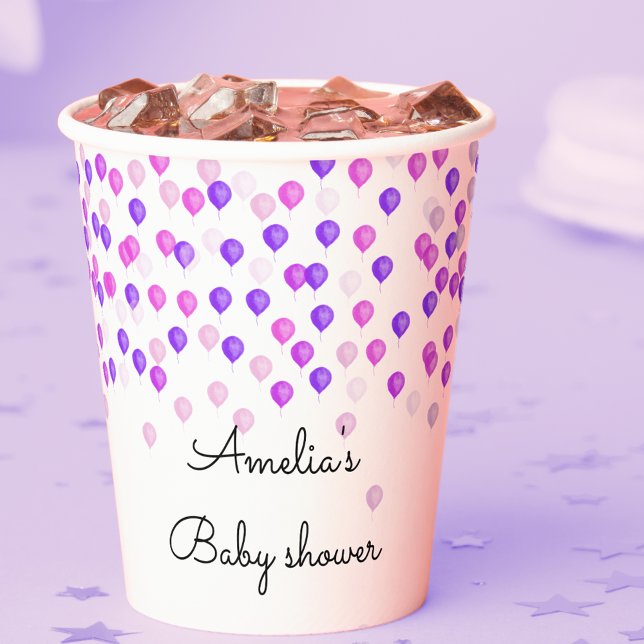 Hübsche Rosa- und Lila Babydusche Pappbecher (Von Creator hochgeladen)