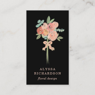 Hübsche Rosa- und Pfirsichfarben-Blume und Gold   Visitenkarte