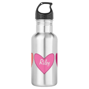 Hübsche rosa und pfirsichfarbene Herzen Edelstahlflasche