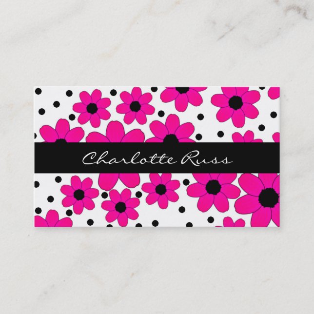Hübsche rosa und schwarze Blumen-Mama-Karte Telefonnummerkarte (Vorderseite)