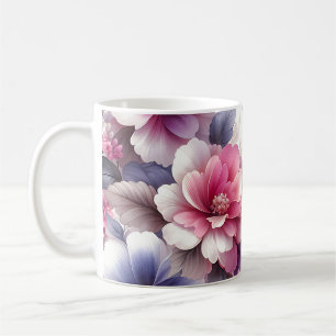 Hübsche rosa und violette Blumen im Shabby-Chic-St Kaffeetasse