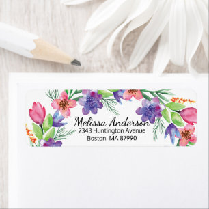 Hübsche Rosa- und violette Blumen Rücksendeadresse