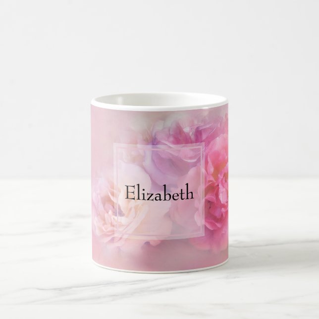 Hübsche rosa und weiße Nelken Fotografie Kaffeetasse (Mittel)