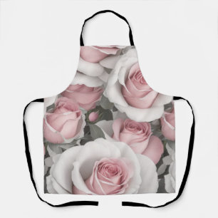 Hübsche rosa und weiße Rosen Schürze