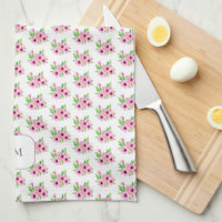 Hübsche rosa Wasserfarben-Blumen monogrammiert