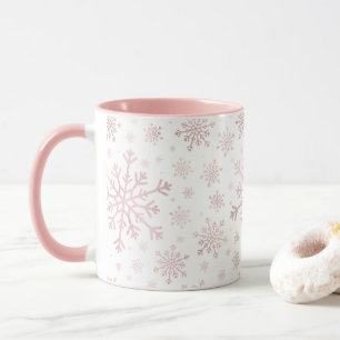 Hübsche Rosa Weihnachtsschneeflocken im Winter We Tasse