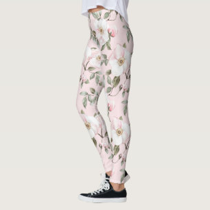 Hübsche rosa weiße Blumen   Leggings