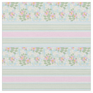 Hübsche, rosa, weiße Rose auf blau gestreiftem Sto Stoff