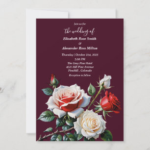 Hübsche, rosa weiße rote Rosen dunkle Blumenhochze Einladung