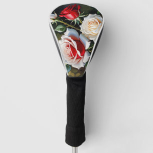 Hübsche rosa weiße rote Rosen Ölmalerei Golf Headcover
