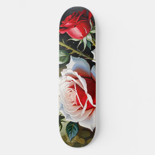 Hübsche rosa weiße rote Rosen Ölmalerei Skateboard
