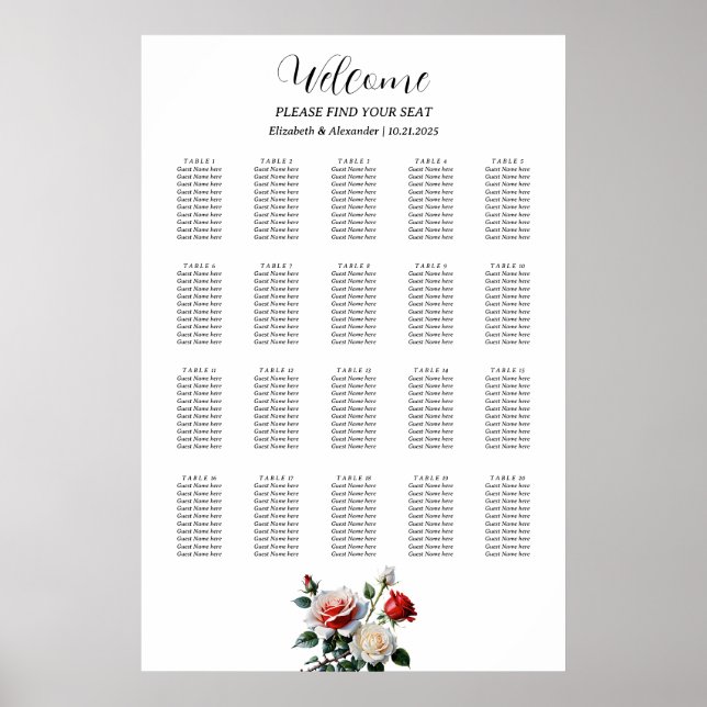 Hübsche, rosa, weiße rote Rosen Poster (Vorne)