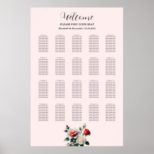 Hübsche rosa weiße rote Rosen Sitzordnung Poster