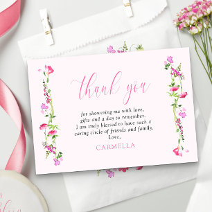 Hübsche Rosa Wildblume Zarte Blütenpracht Dankeskarte